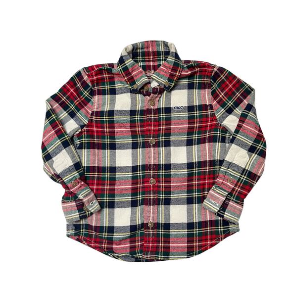 Vineyard Vines Holiday Plaid Flannel Shirt Size 4T - Picture 1 of 5